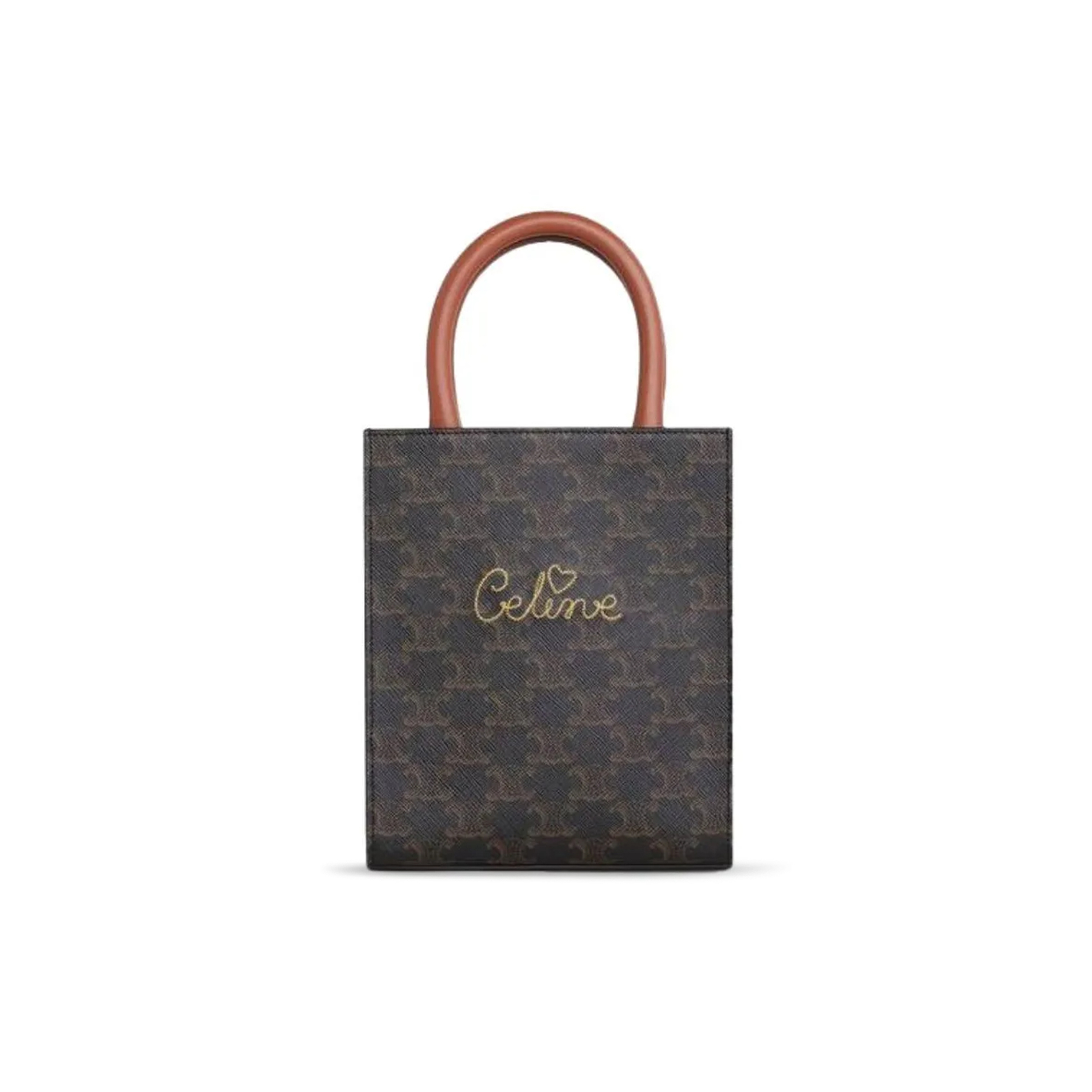 CELINE MINI TOTE IN CABAS TRIOMPHEPRINTS AND LEATHER 194372CYB.04LU (21*17*4cm)